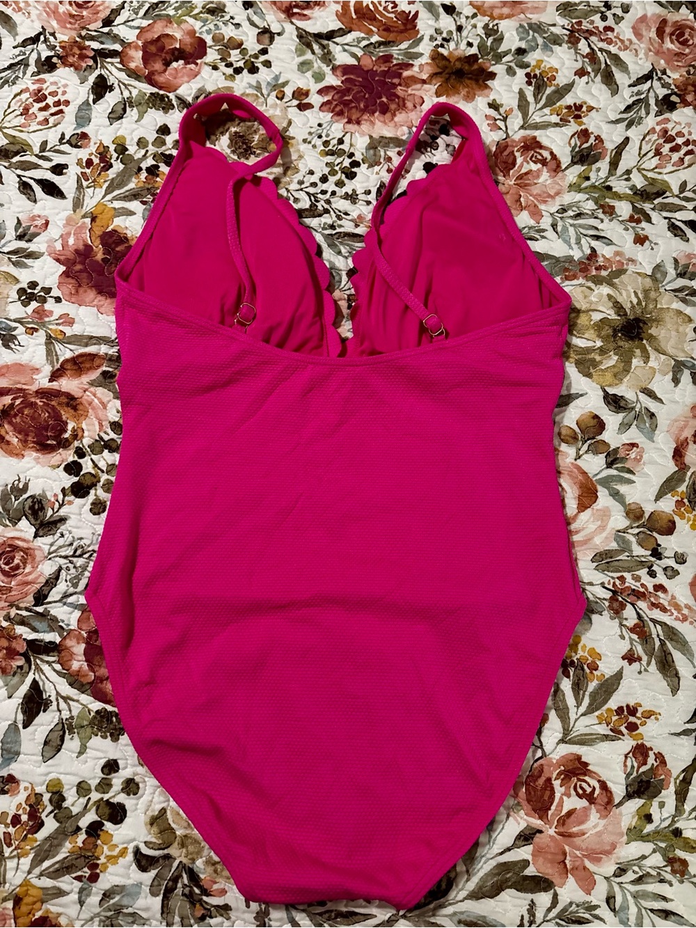kate spade Hot Pink Scalloped V-Neck One-Piece Swimsuit - Picture 3 of 4